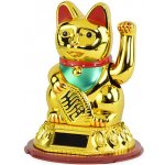 Kočka štěstí zlatá mávající solární 12 x 18 cm – Zboží Mobilmania