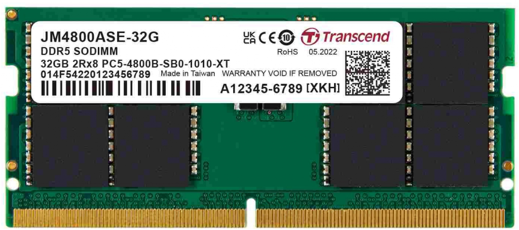Transcend paměť 32GB SodimmDDR5 4800 JetRam 2Rx8 2Gx8 CL40 1.1V JM4800ASE-32G