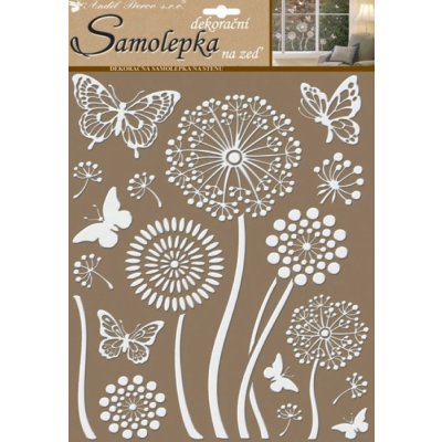 Anděl 10190 Samolepky na zeď bílé květiny s glitry 35 x 27,5 cm – Zboží Mobilmania