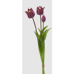 Umělá květina svazek tulipánů fialový 1ks, 48 cm - Světle fialová