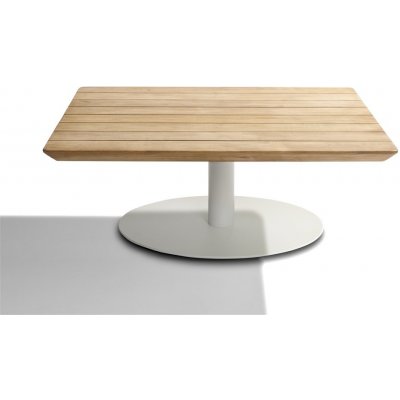 Tribu T-Table 90x90 cm výška 35 cm rám lakovaná nerez white deska teak