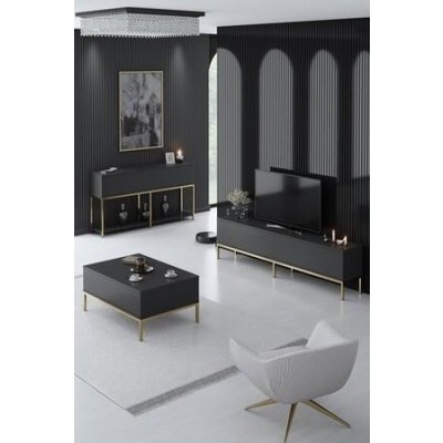 Hanah Home Living Room Furniture Set Lord Anthracite Gold Anthracite Gold