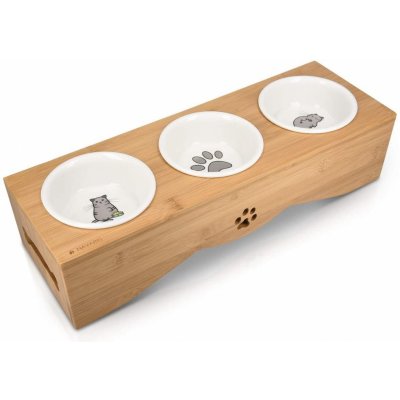 Navaris keramické misky pro kočky a malé psy se stojanem z bambusu 3 x 130 ml