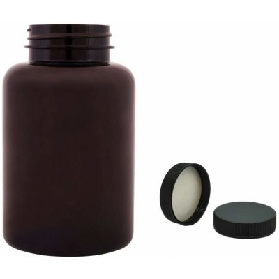 Pilulka Plastová lahvička, lékovka hnědá s černým uzávěrem 300 ml – Zboží Dáma