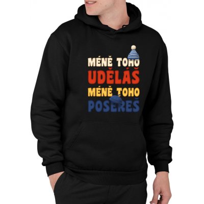 Méně toho uděláš, méně toho posere mikina s potiskem pro fanoušky seriálu Pat a Mat Černá – Zboží Dáma
