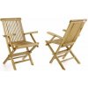 Zahradní židle a křeslo Sada 2 kusů Zahradní židle DIVERO skládací - týkové dřevo Garthen D55123