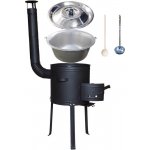 Kessel kotlík na guláš nerez 20 l 1,5 mm kovová kotlina s vysokými nožičkami 42 cm žáruvzdorná barva Plus 700 poklice nerez 46 cm INOX naběračka 350 ml a vařečka 50 cm – Sleviste.cz