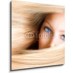 Skleněný obraz 1D - 50 x 50 cm - Blond Girl. Blonde Woman with Blue Eyes Blond Dívka. Blondýnka s modrými očima – Hledejceny.cz
