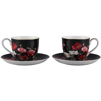 Home Elements Šálky s podšálky Máky černé 2 x 250 ml – Sleviste.cz
