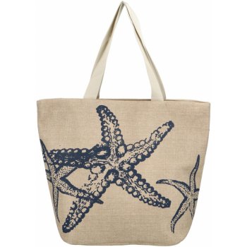 Plátěná velká plážová taška hvězdice modrá