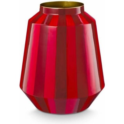 Pip Studio Love Birds Stripes kovová váza střední, tmavě červená – Hledejceny.cz