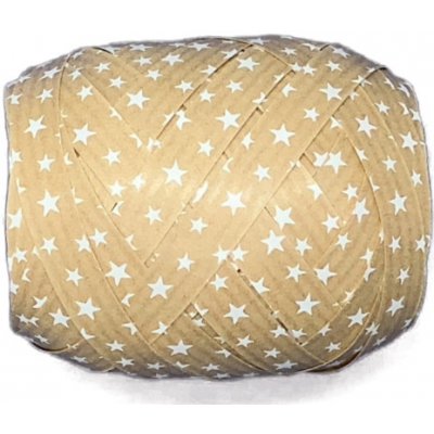 Vánoční vázací stuha MEGA NATURO Hvězdy bílé (velké Mega klubko)10mm x 12m – Zboží Dáma