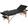 Masážní stůl a židle zahrada-XL Černý skládací masážní stůl se 3 zónami a dřevěným rámem