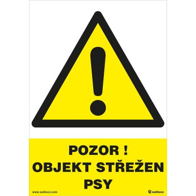 Walteco Pozor objekt střežen psy 148x210mm, formát A5, plastová tabulka , 20072