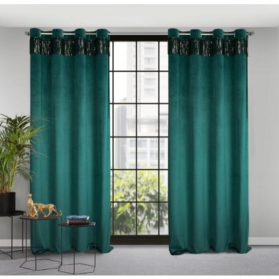 Takoy Sametový závěs JASPER zdobený lesklým pruhem flitrů-HF-386240 | 140 x 250 cm – Hledejceny.cz