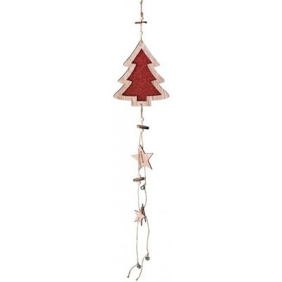 Závěs dřevo stromek přírodní s glitrem, červená 13,5x16 cm – Hledejceny.cz