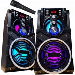 KARAOKE SET Boombox PŘENOSNÝ AUX MP3 LED RGB BT 800W + MIKROFON – Zboží Dáma