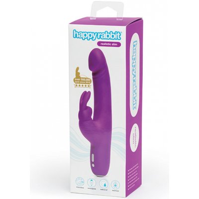 Happy Rabbit Slimline Vibrátor Realistic Purple – Zbozi.Blesk.cz