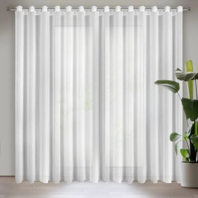 Bílá záclona z hladkého matného etaminu biela Šírka 350 cm | Dĺžka 250 cm – Zboží Mobilmania