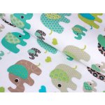 Dětská bavlněná látka/plátno Sandra SA-035 Zelení sloníci na bílém - šířka 160 cm – Sleviste.cz
