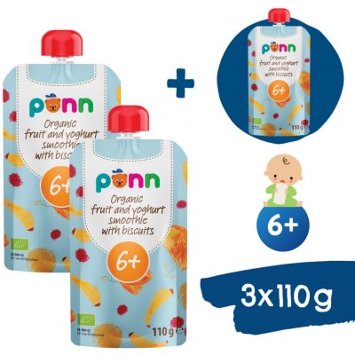 Salvest Põnn BIO Ovocné smoothie s jogurtem a sušenkami 3 x 110 g – Zboží Dáma