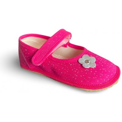 Beda barefoot 060010/BA baleríny/bačkorky dívčí růžové třpytky květinka – Zboží Mobilmania