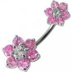 Šperky4U stříbrný piercing do pupíku kytičky BP01109-P – Zboží Dáma