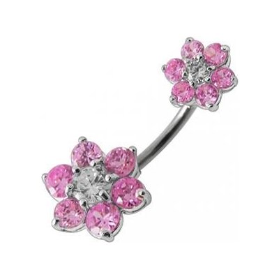 Šperky4U stříbrný piercing do pupíku kytičky BP01109-P – Zboží Dáma