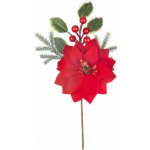 Větvička MagicHome s květem poinsettie, červená, 24 cm – Hledejceny.cz