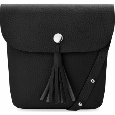 Malá dámská kabelka listonoška s třásněmi a klopou boho černá – Zboží Mobilmania