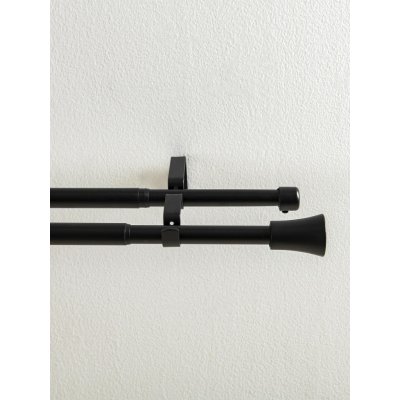 MKLuzkovinyCZ Garnýž dvouřadá Federico - matná černá 120 - 210 cm – Zboží Mobilmania