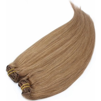 Clip in maxi set 43cm pravé lidské vlasy REMY světle hnědá – Sleviste.cz