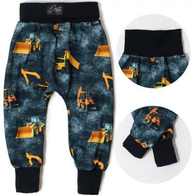 ESITO Dětské tepláky s vysokým pasem Bagry černá – Zboží Dáma