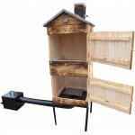 TopKing Zahradní dřevěná udírna opálená s oplechovanou střechou – HobbyKompas.cz