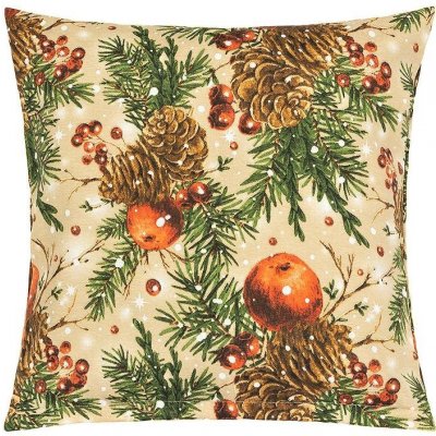 Bellatex Polštář Vánoce Šišky a jablka 40x40 – Sleviste.cz