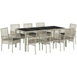 OMAXI 891204 Zahradní jídelní souprava 9 pcs Světle šedá Poly ratan – Hledejceny.cz