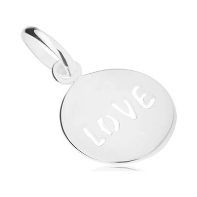 Šperky eshop Stříbrný přívěsek 925 lesklý plochý kulatý výřez Love SP29.24 – Hledejceny.cz