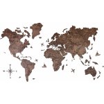 Dřevěná mapa Svět - Barva tmavý ořech 300 cm x 175 cm – Zboží Dáma