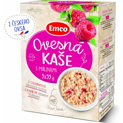 Emco Ovesná kaše s malinami 5 x 55 g – Zbozi.Blesk.cz