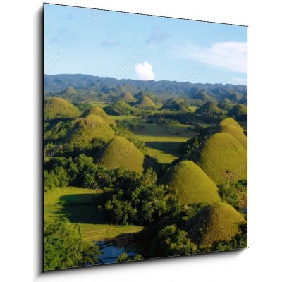 Skleněný obraz 1D - 50 x 50 cm - chocolate hill in aerial view, Bohol Philippines čokoládový kopec v leteckém pohledu, Bohol Filipíny – Hledejceny.cz