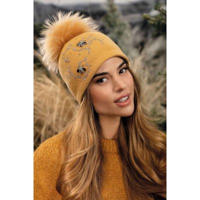 Krumlovanka Zimní čepice s bambulí Woolmark W-0831/765 žlutá – Hledejceny.cz