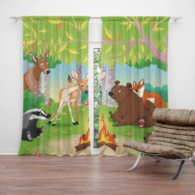 Sablio Závěs Lesní zvířátka 2: 2ks 140x250cm – Hledejceny.cz