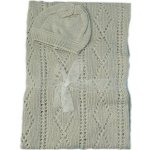 Baby Nellys Háčkovaná sada dečka s čepičkou šedá – Sleviste.cz