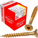 Konstrukční vrut do dřeva KLIMAS 6x50 TORX zápustná hlava TX30 žlutý Zn (200 ks v balení) – Sleviste.cz