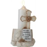 Strend Pro Dekorace MagicHome, Kříž se svíčkou, LED, polyresin, na hrob, 2xAA, 11,5x11,5x18 cm ST8091660 – Hledejceny.cz