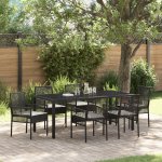 OMAXI 890795 Zahradní jídelní souprava 7 pcs Černá Poly ratan – Hledejceny.cz