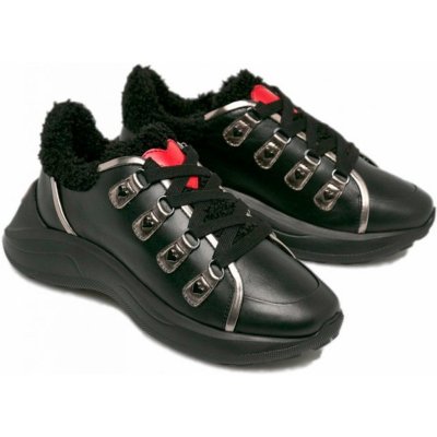 Love Moschino kožené zateplené boty černá