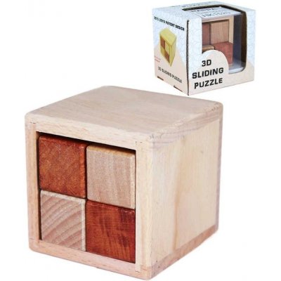 DŘEVO Hlavolam posuvný 3D krychle v krabičce dřevěná hračka – Zboží Mobilmania