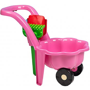 Bayo dětské zahradní kolečko s lopatkou a hráběmi sedmikráska růžová