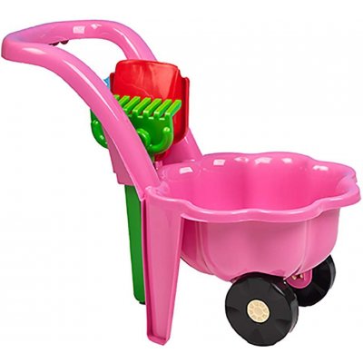 Bayo dětské zahradní kolečko s lopatkou a hráběmi sedmikráska růžová